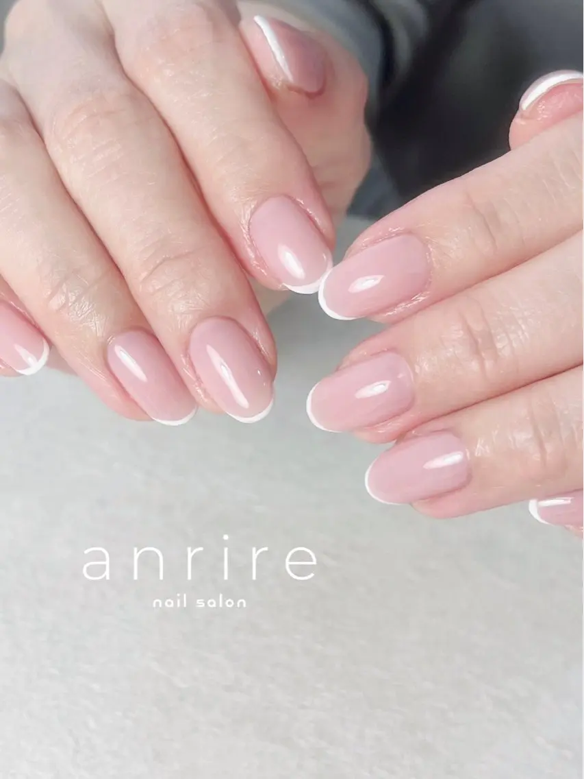 ネイル フレンチネイル ジェルネイル オフィスネイル パラジェル ピンク nailsalon anrireのネイルデザイン