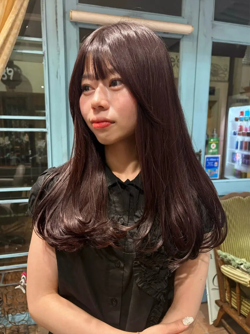 セミロング カラー ブリーチ ラベンダーカラー ラベンダーピンク ブリーチなしカラー ピンクカラー カット ヘアカラー トリートメント なぎさ 🎀 / 透明感カラー/心斎橋のヘアスタイル