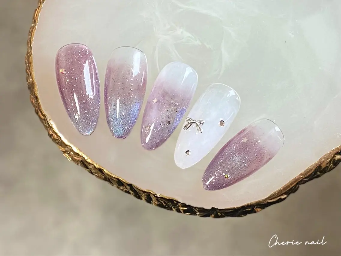 ネイル フラッシュネイル ジェルネイル グラデーション キラキラネイル マグネットネイル Cherienail yunaのネイルデザイン