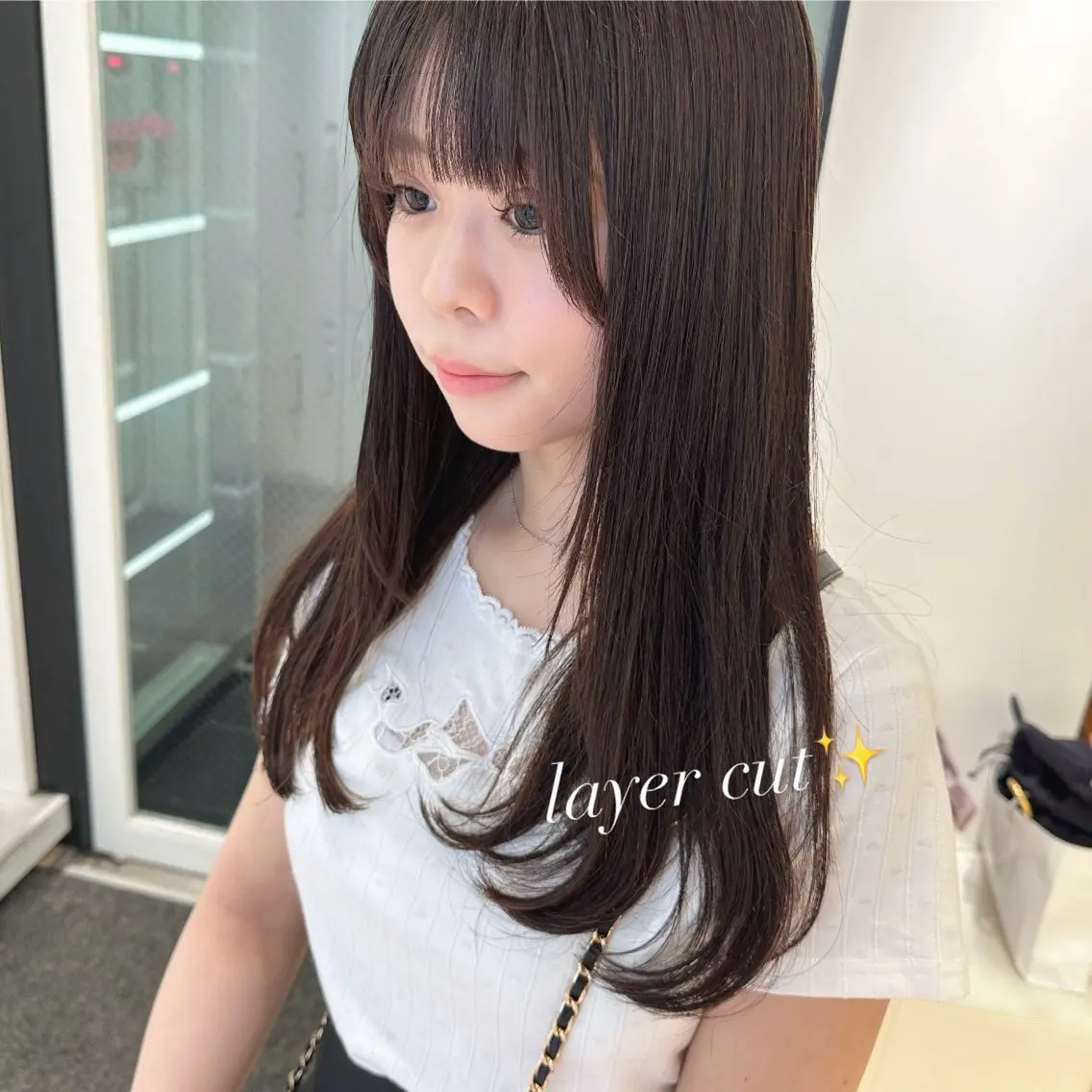 ロング 顔周りカット レイヤーカット カット ParveMix￤ 出石 菜々🥂のヘアスタイル