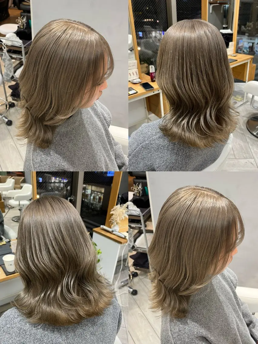 セミロング カラー ベージュカラー ブリーチ ケアブリーチ ミルクティーベージュ ヘアカラー トリートメント AVANCE. chisatoのヘアスタイル