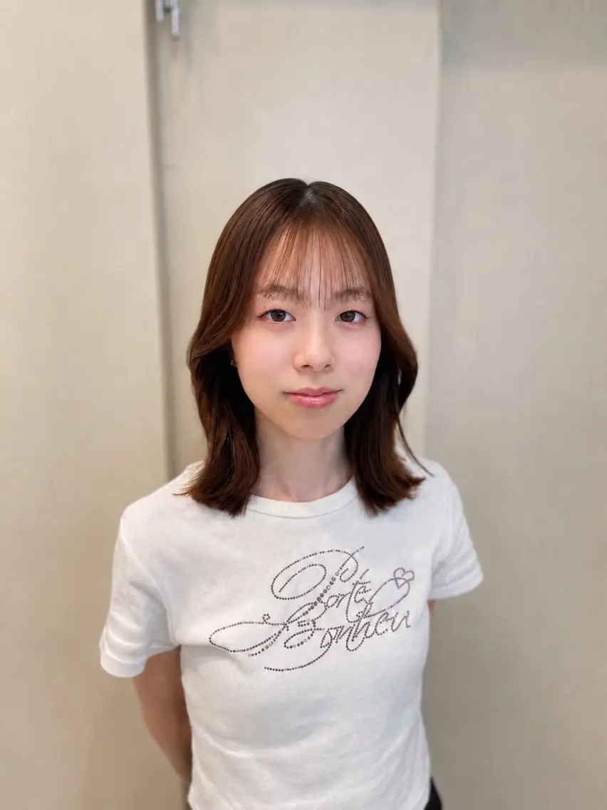 ミディアム ボブ くびれヘア 顔周りカット レイヤーカット カット トリートメント アレンジ🎀ツヤ髪✨ 北野亜優実🌱のヘアスタイル