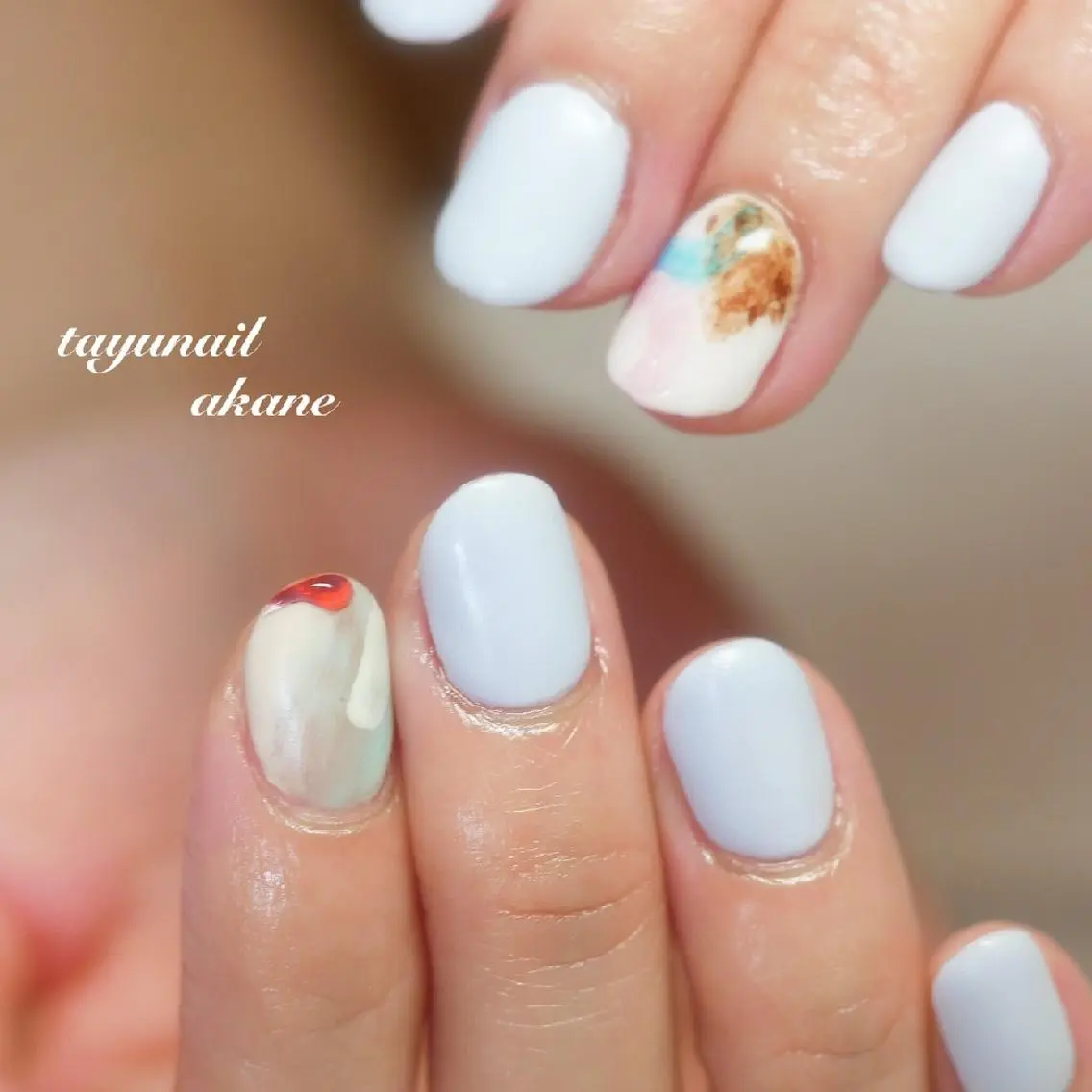 ネイル アートネイル ブルー ジェルネイル 水色 ワンカラーネイル ネイルサロン 【たゆnail】のネイルデザイン