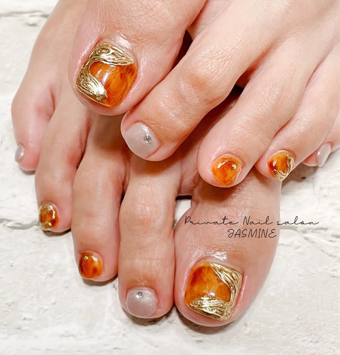 ネイル べっ甲ネイル ミラーネイル Nail salon JASMINEのネイルデザイン