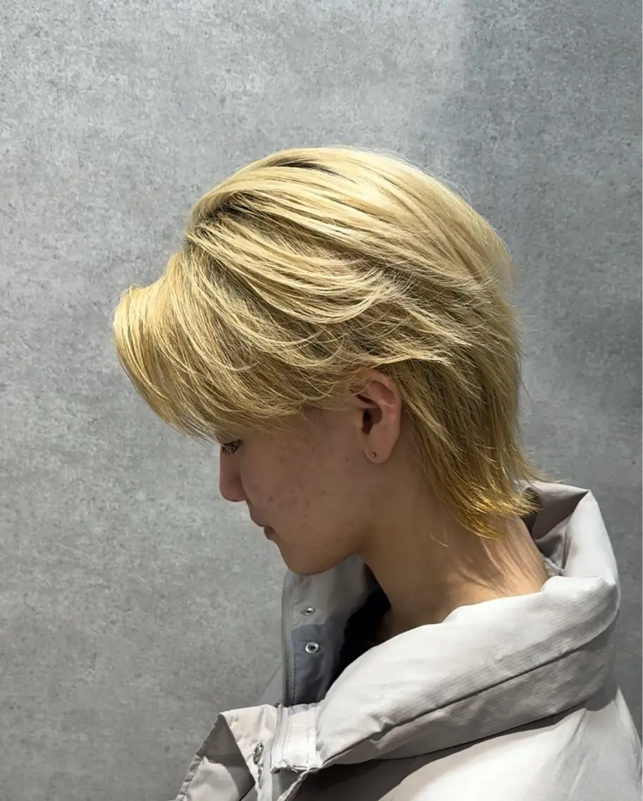 ショート カラー パーマ メンズ ヘアカラー 韓国アンニュイヘア/ NEXT渋谷/颯のヘアスタイル