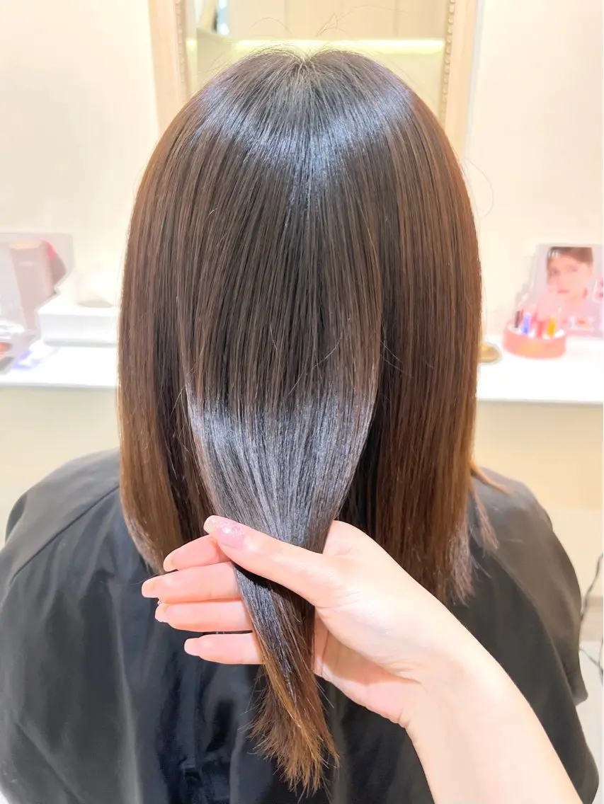ミディアム 縮毛矯正 トリートメント オオバヤシ マホのヘアスタイル