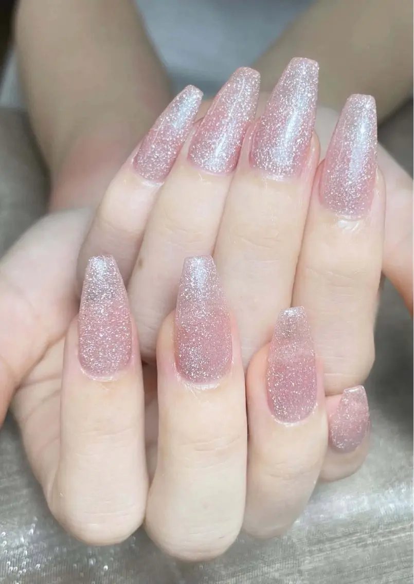 ネイル オーロラネイル ブルー チークネイル 長さ出し フットネイル ハンドネイル Kaki ちゃんのネイルデザイン