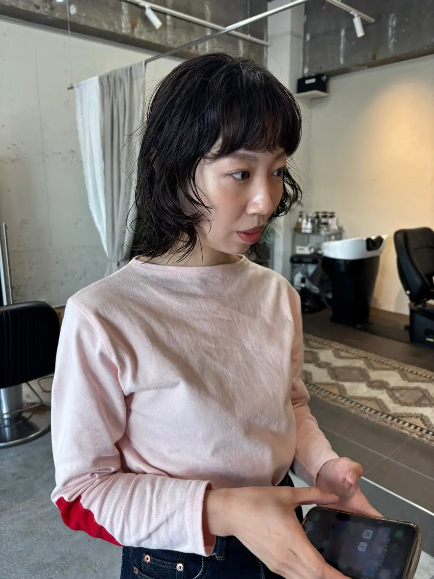 ミディアム パーマ カット パーマ 永田 愛莉のヘアスタイル