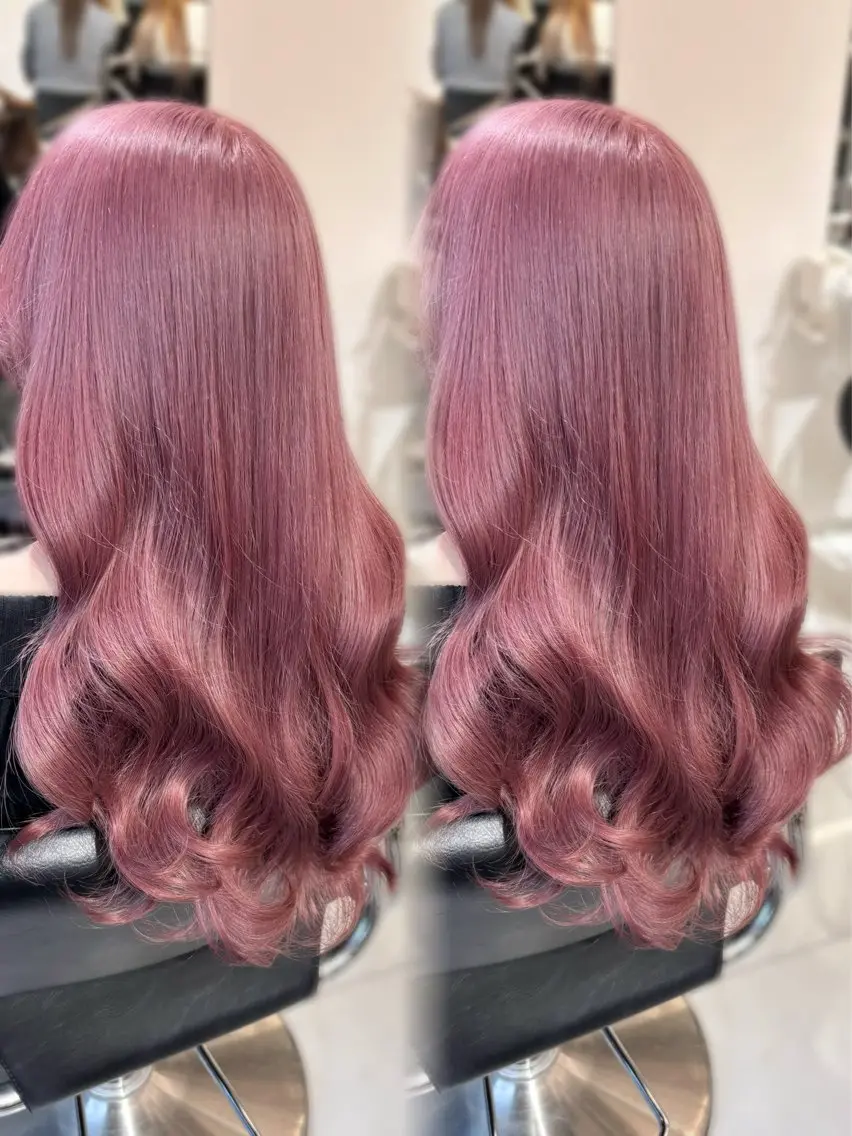 ロング カラー ベージュカラー ブリーチ ケアブリーチ ピンクカラー ピンクベージュ カット ヘアカラー トリートメント 盛れる顔周り🤍渋谷 Risa🎀のヘアスタイル