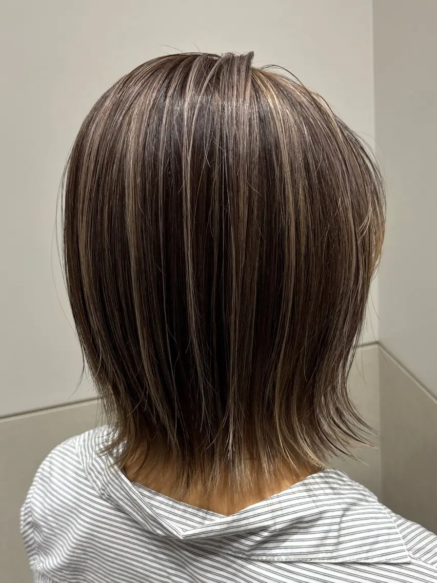 ミディアム レイヤーカット ヘアカラー kazufumi ..のヘアスタイル