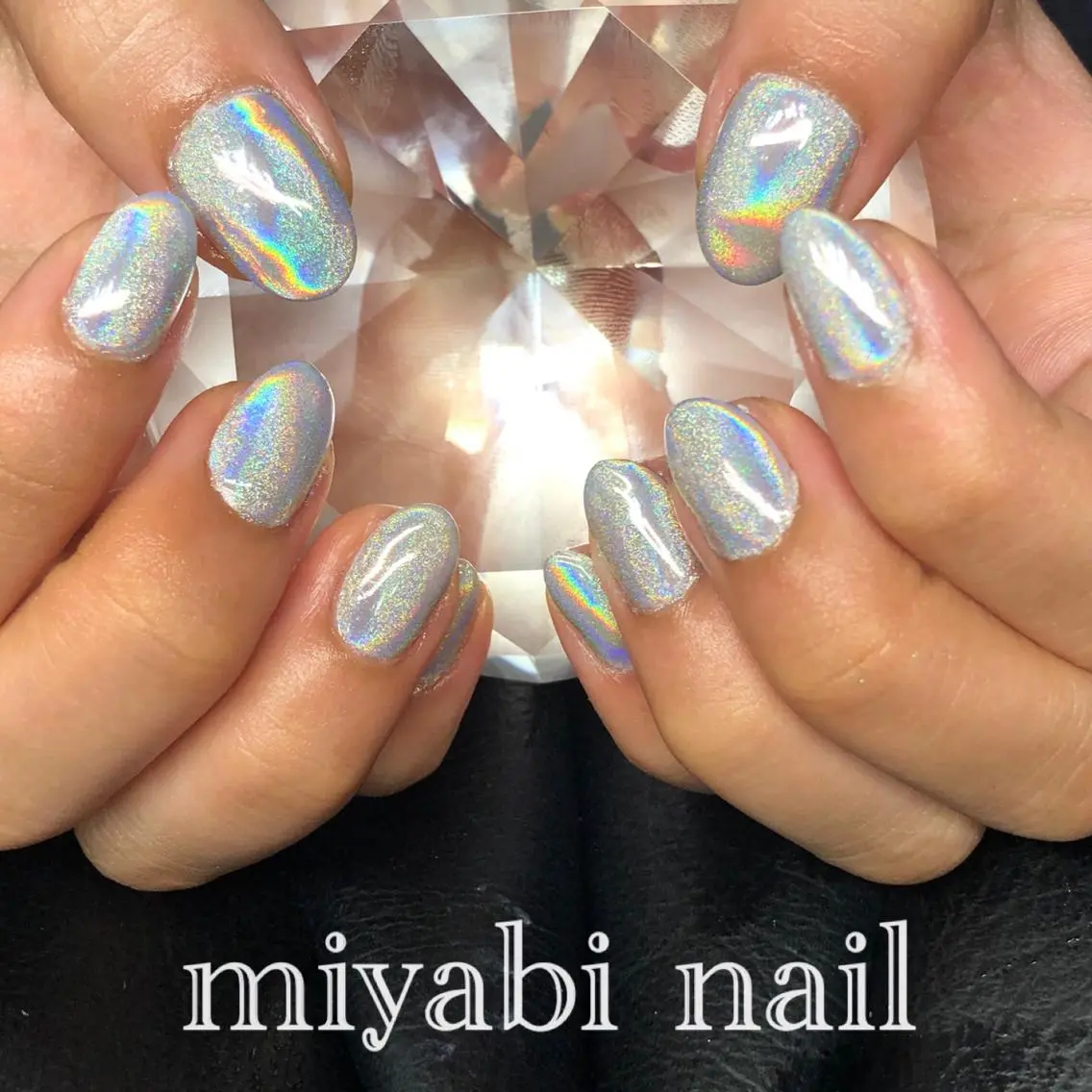 ネイル オーロラネイル ジェルネイル ミラーネイル ハンドネイル miyabi nail 桂川駅近くのネイルデザイン