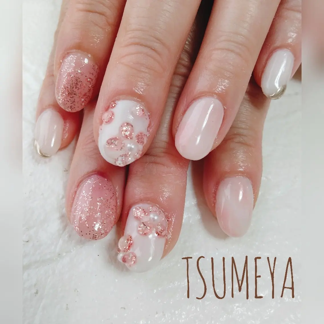 ネイル フラワーネイル ぷっくりネイル 春ネイル ハンドネイル _TSUMEYA _のネイルデザイン