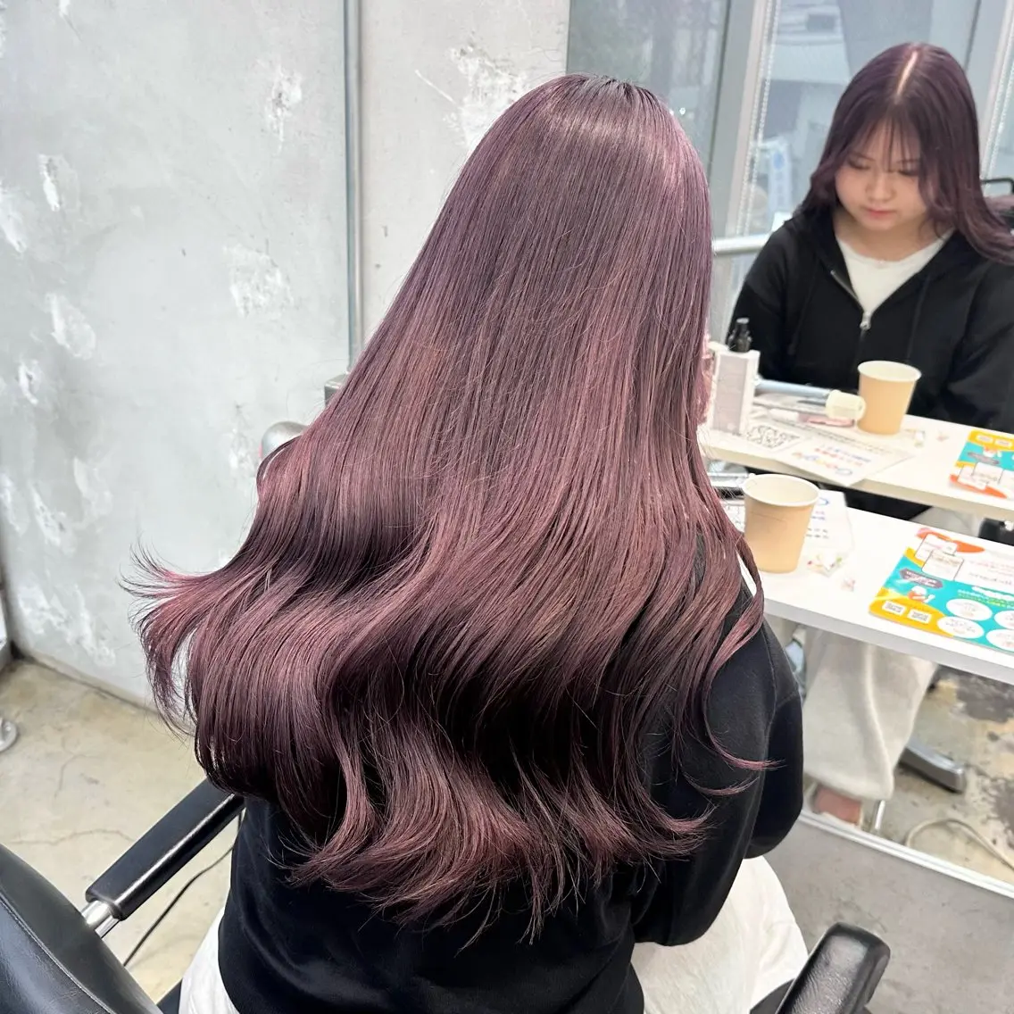 ロング カラー ヘアアレンジ ラベンダーカラー 🎀モテ暖色× エクステ🎀あかりのヘアスタイル
