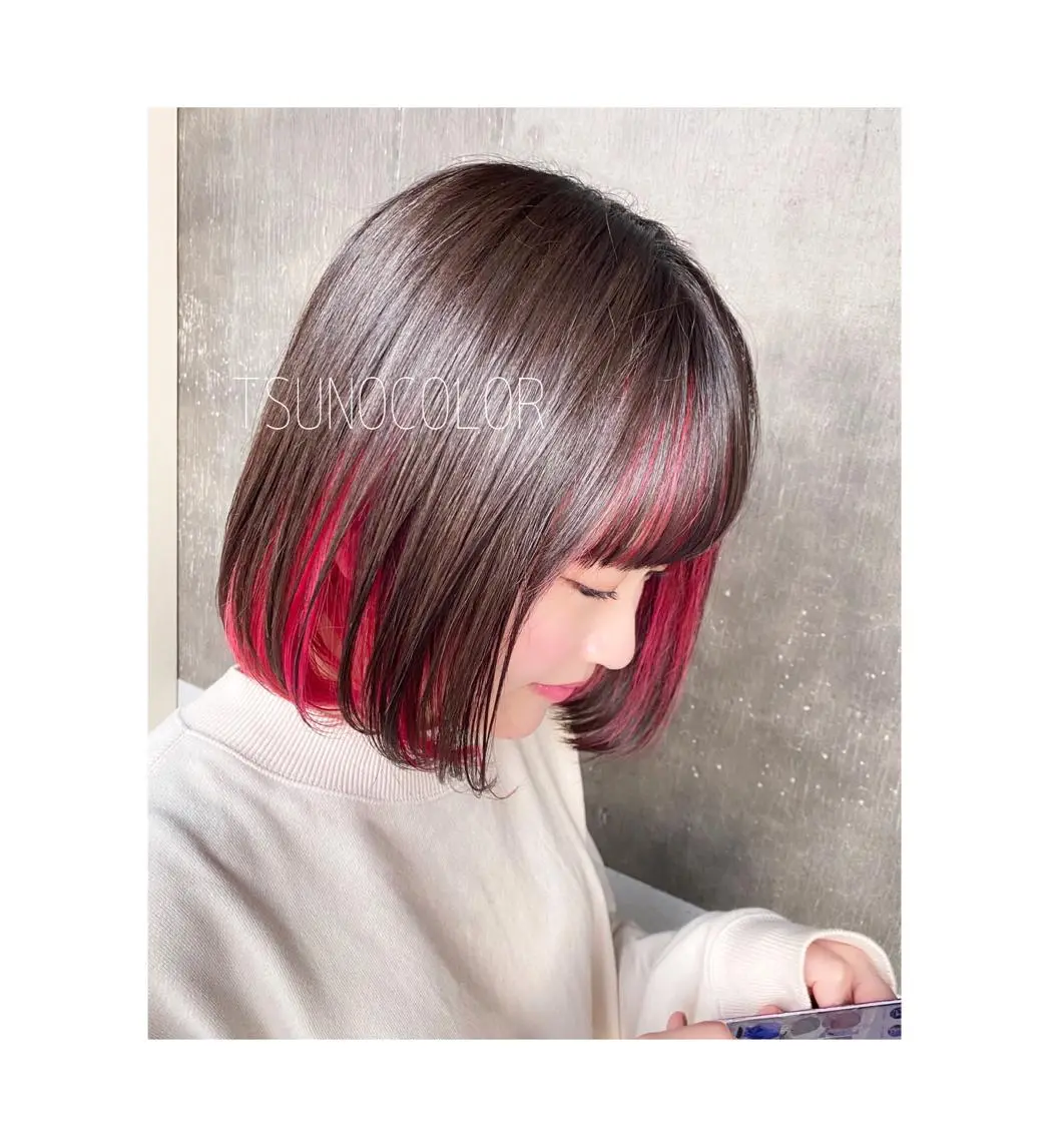 ショート カラー インナーカラー ピンクカラー ヘアカラー TSUNO🦖 派手髪/オタク美容師のヘアスタイル