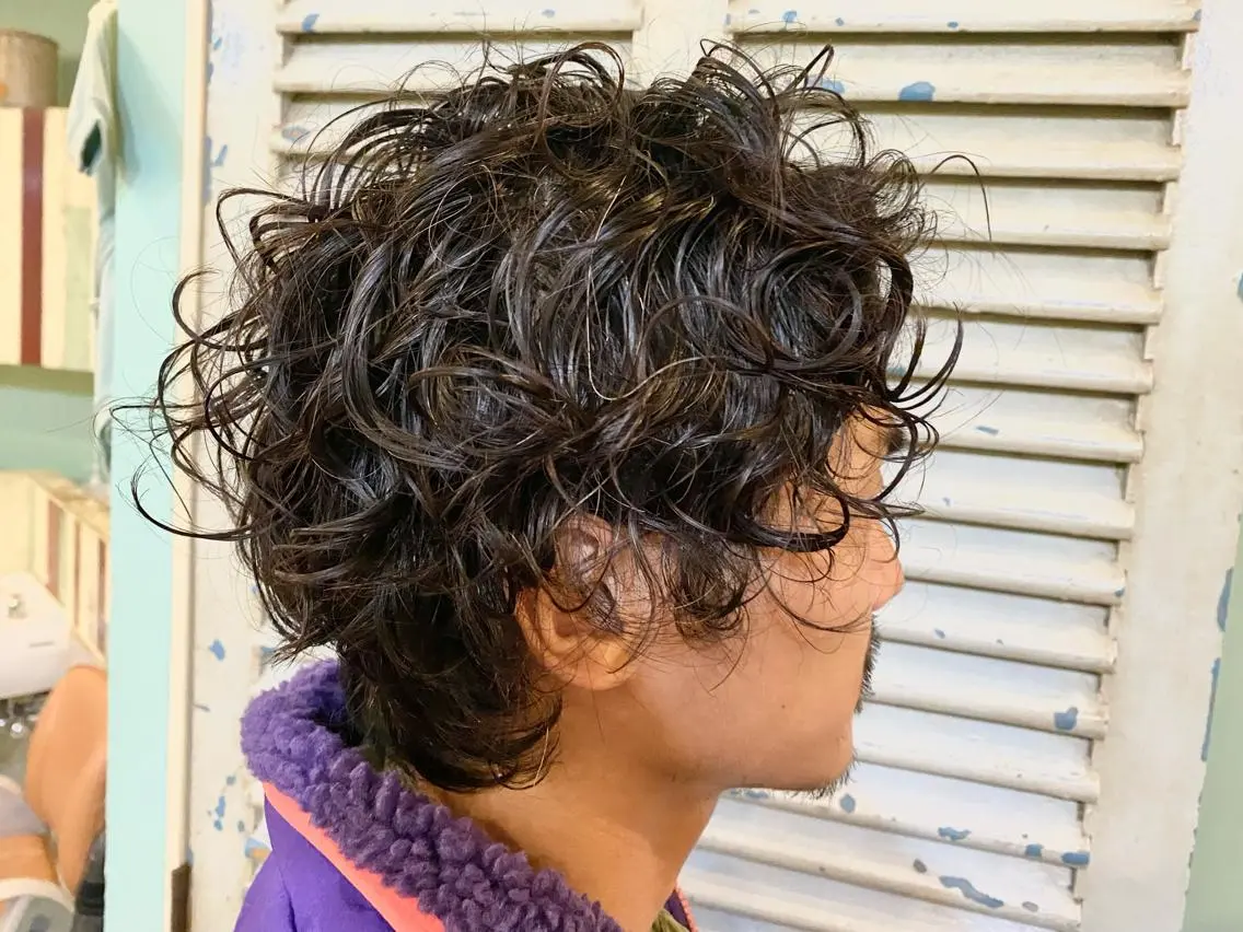 ショート パーマ メンズ メンズパーマ スパイラルパーマ メンズパーマ ニュアンスパーマ田上のヘアスタイル