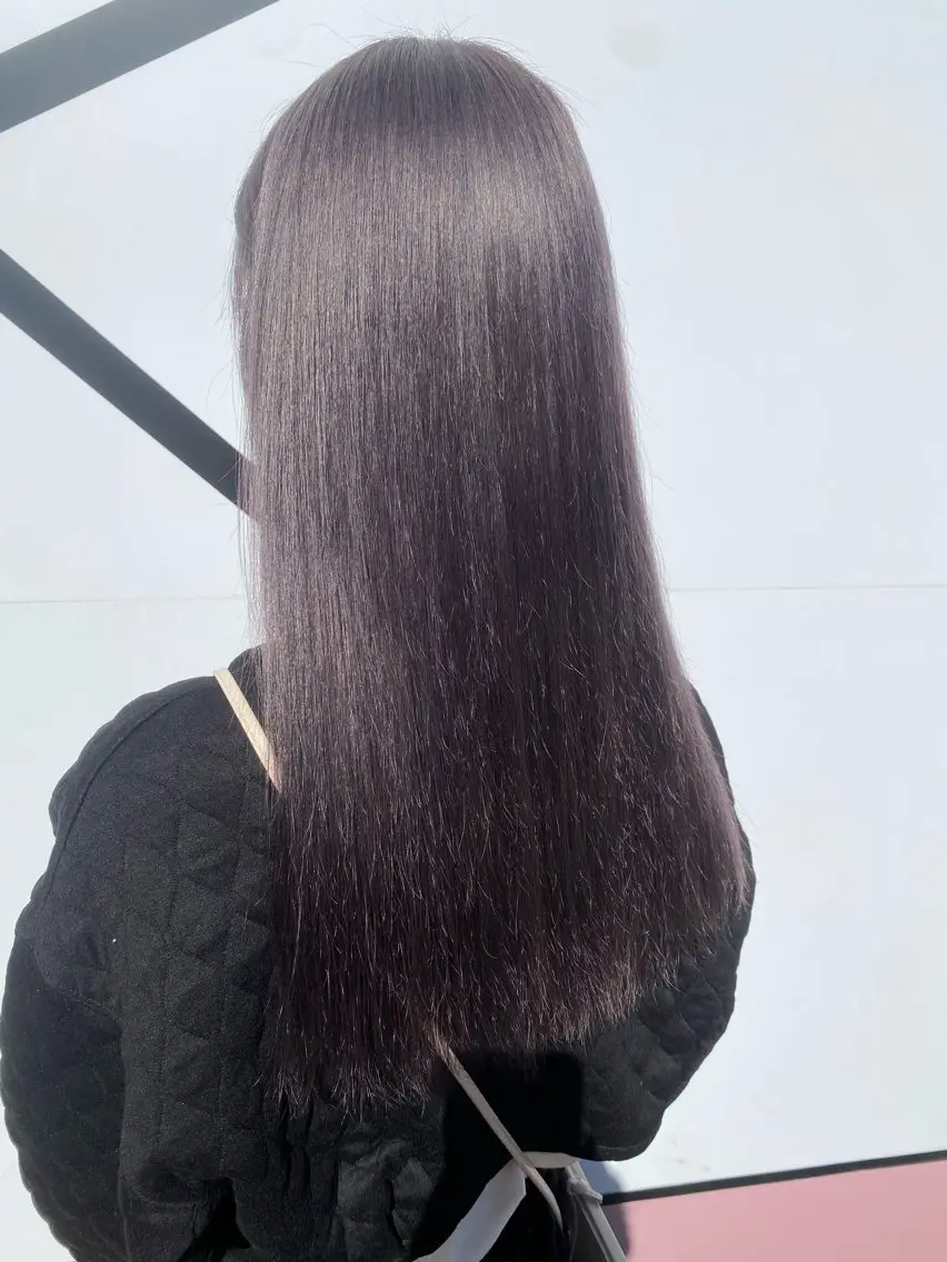 ロング カラー 黒髪 バイオレットカラー エクステ 💘韓国カラー💘 クルミのヘアスタイル