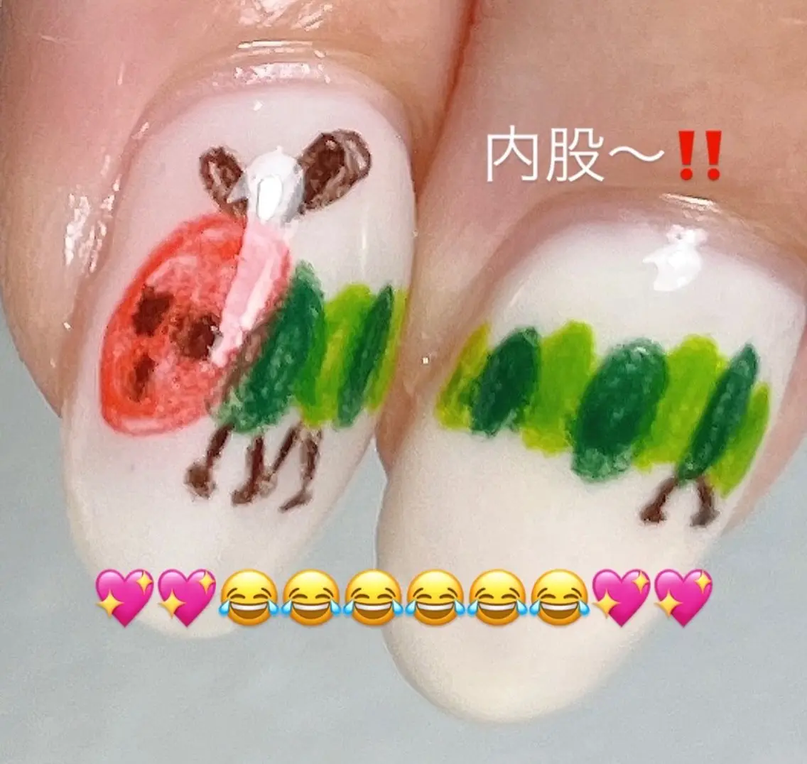 ネイル ハンドネイル tsumeya ゆるかわ手描きネイルのネイルデザイン