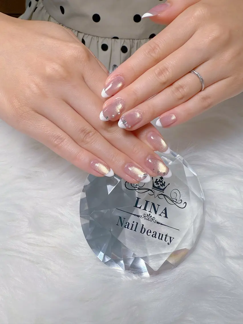 ネイル フレンチネイル 韓国ネイル マグネットネイル シンプルネイル Lina  nail beautyのネイルデザイン