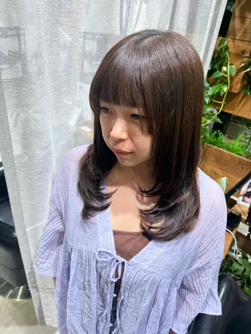 ロング カラー レイヤーカット 馬場 彩のヘアスタイル