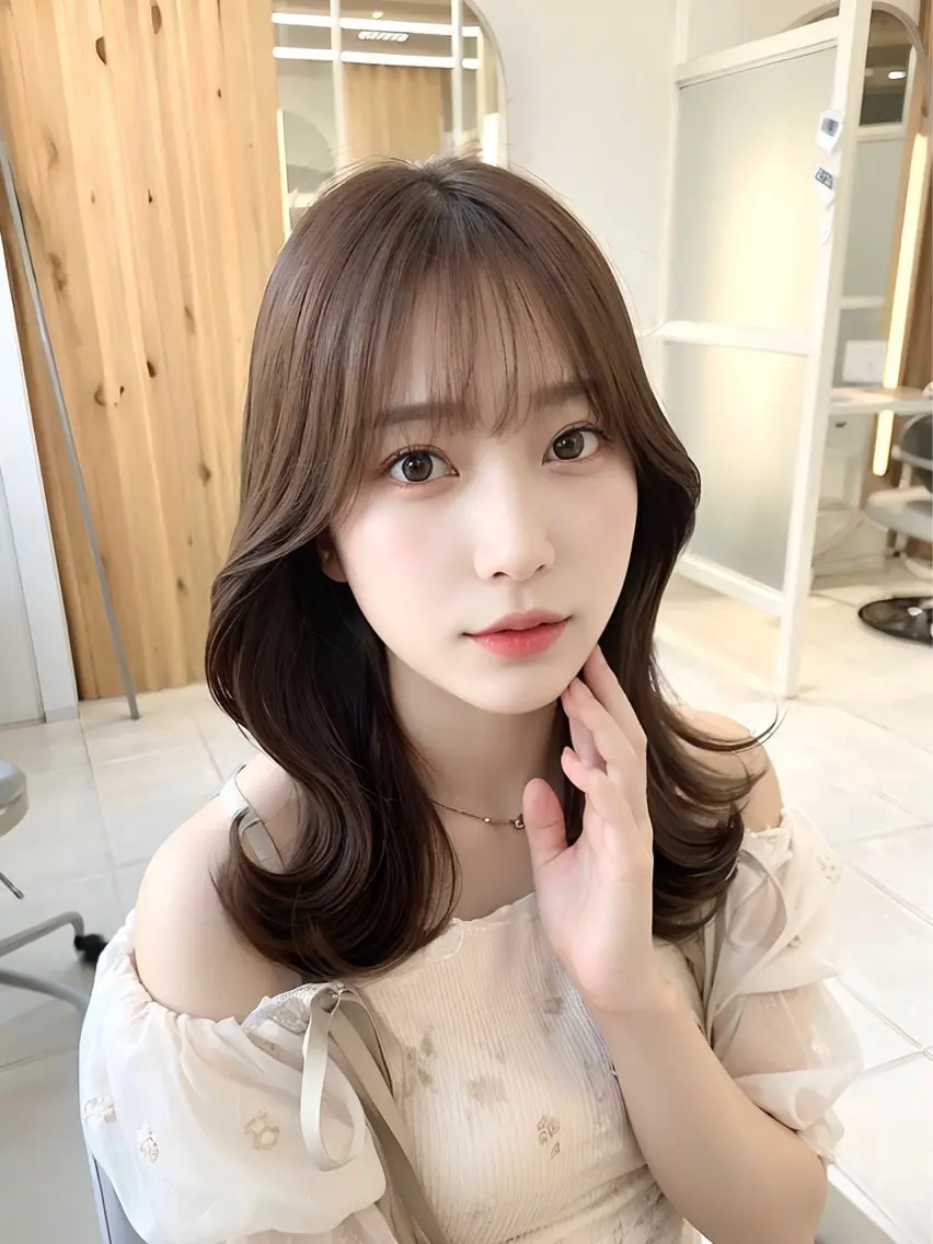ミディアム カラー ベージュカラー くびれヘア 韓国風ヘア レイヤーカット シースルーバング 🇰🇷韓国風くびれ ヘア🇰🇷中村優大のヘアスタイル