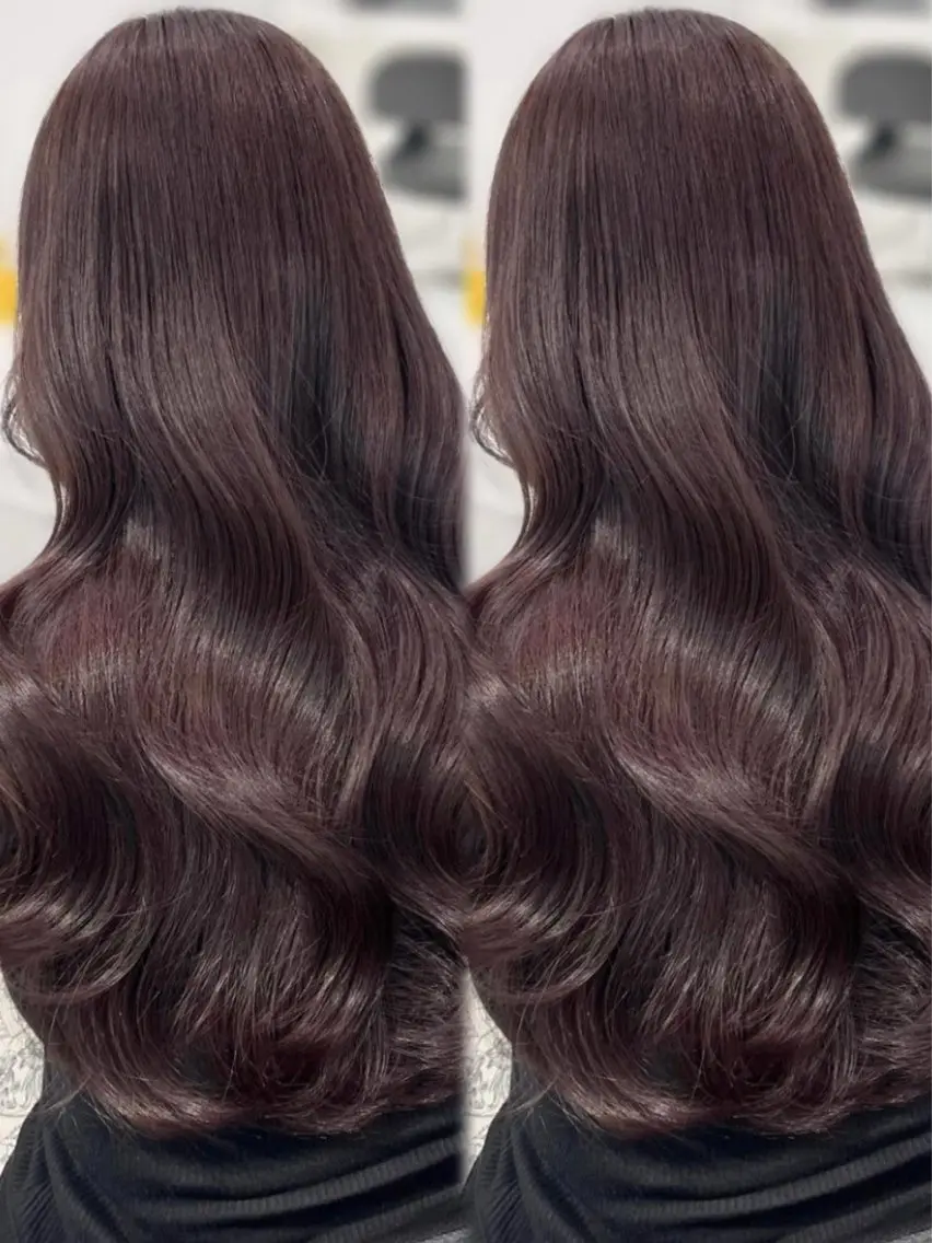ロング カット ヘアカラー 顔まわりレイヤー/諒 オリーブカラー/天神のヘアスタイル