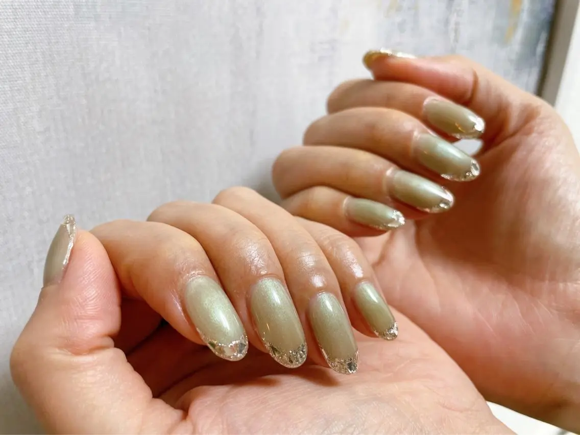 ネイル フレンチネイル ガラスフレンチ ハンドネイル kiki nail &brow二子玉川のネイルデザイン