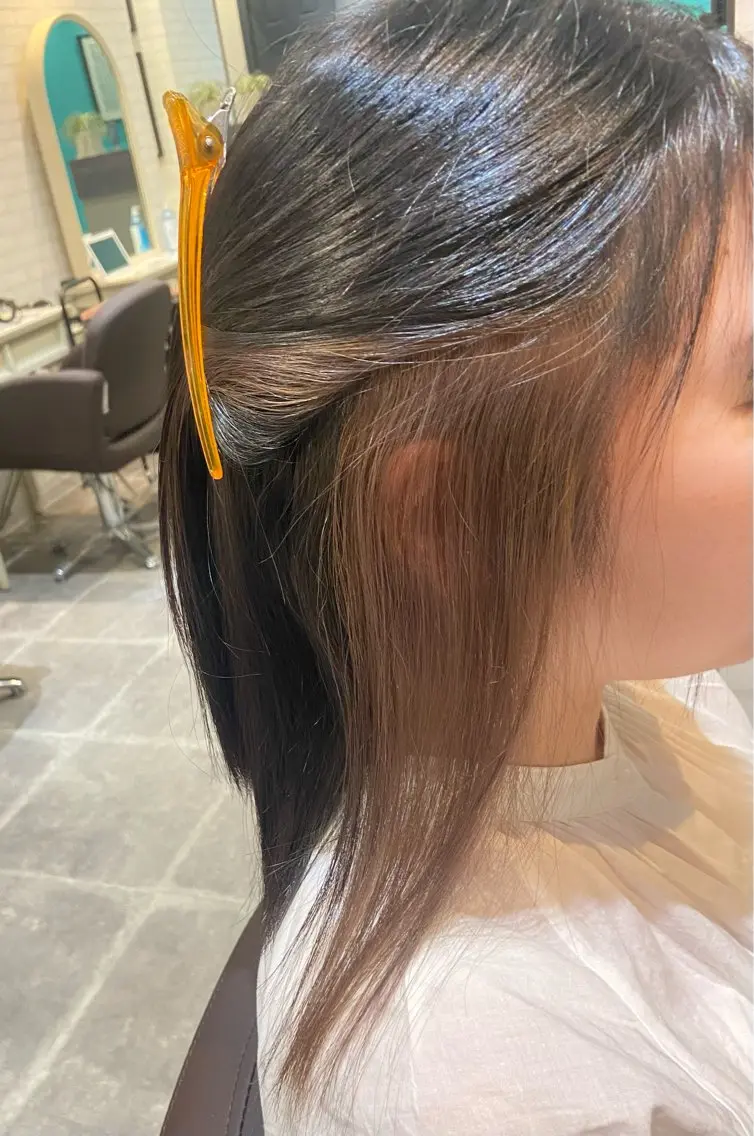 ミディアム カラー ブリーチ 🎀ブリーチなし カラーyui🎀のヘアスタイル