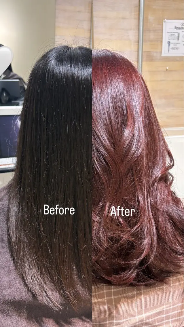 ロング カット ヘアカラー トリートメント ヘッドスパ ブリーチなしWカラー ふにゅう ののかのヘアスタイル