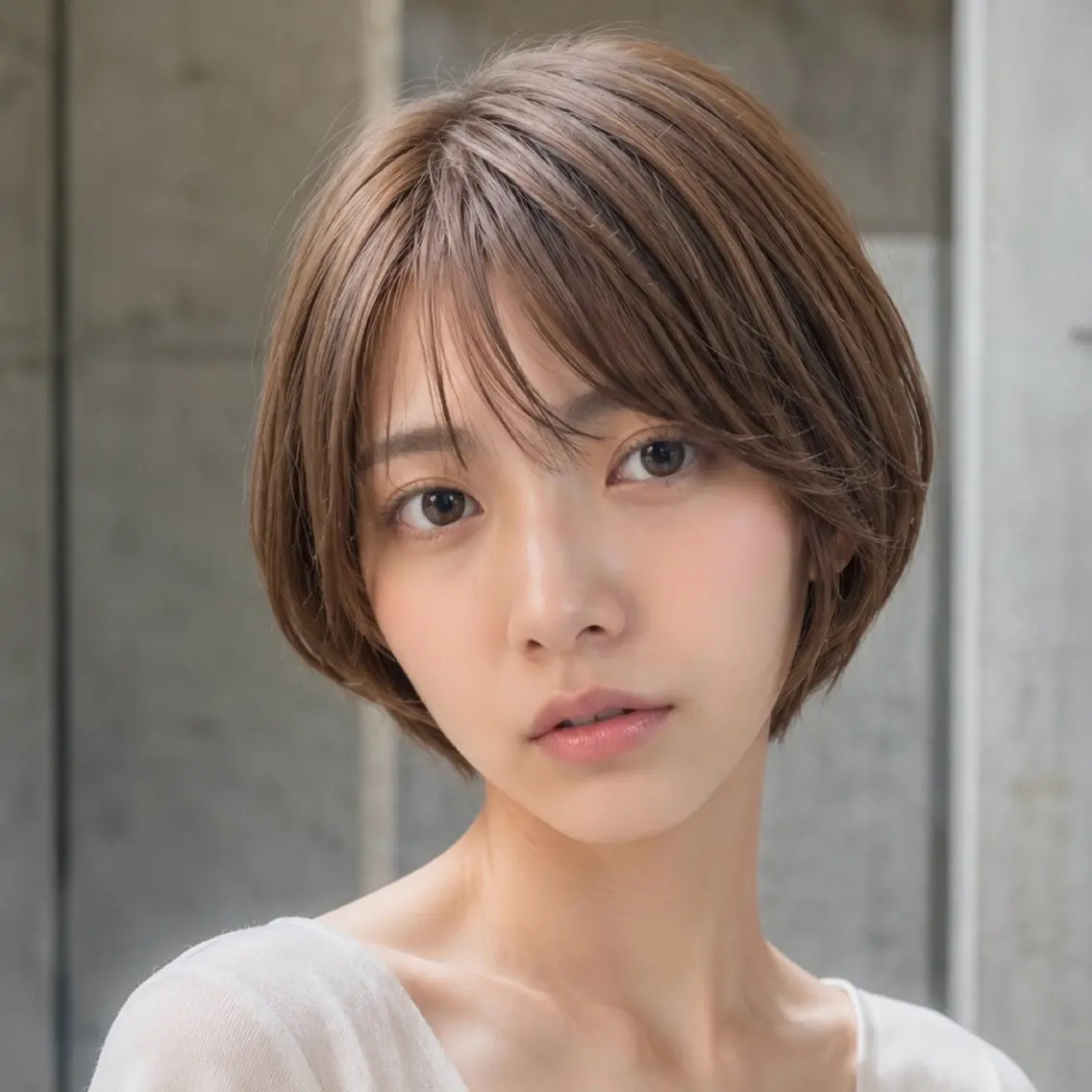 ショート カラー アッシュ アッシュブラウン アッシュグレー アッシュグレージュ ベージュカラー カット ヘアカラー トリートメント Attrait .のヘアスタイル