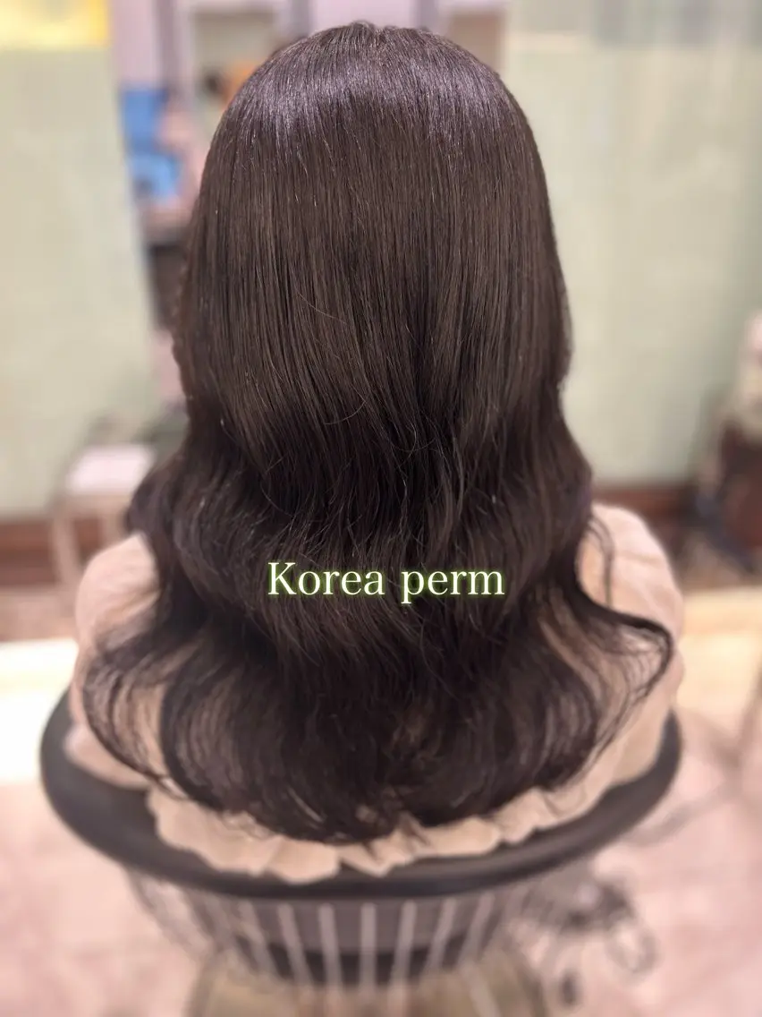 セミロング パーマ カット パーマ 韓国っぽ透け感カラー マンツーマン🫧なおのヘアスタイル