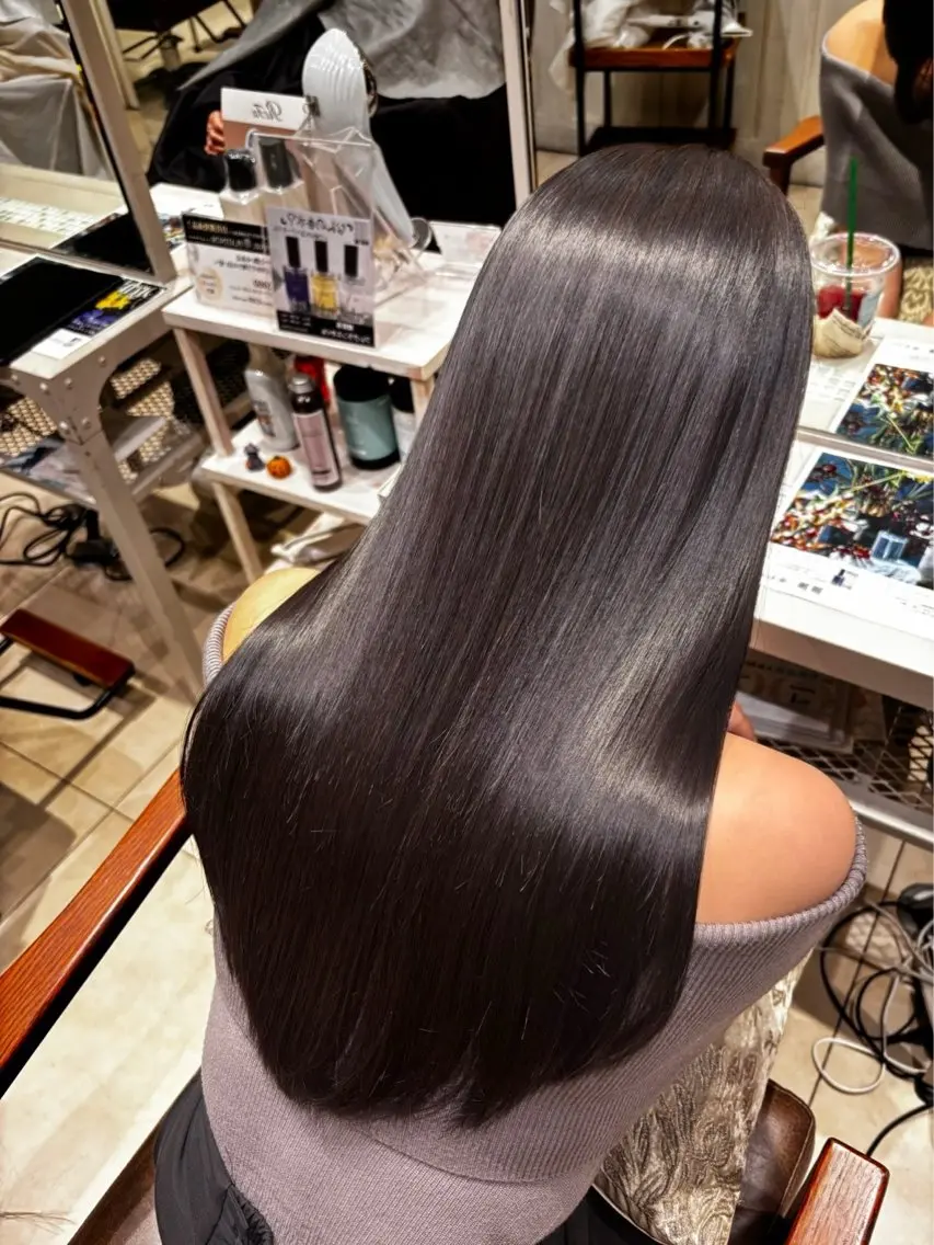 ロング カラー トリートメント ヘアカラー トリートメント みなみ/盛れる顔周り /マツエク/透明感のヘアスタイル