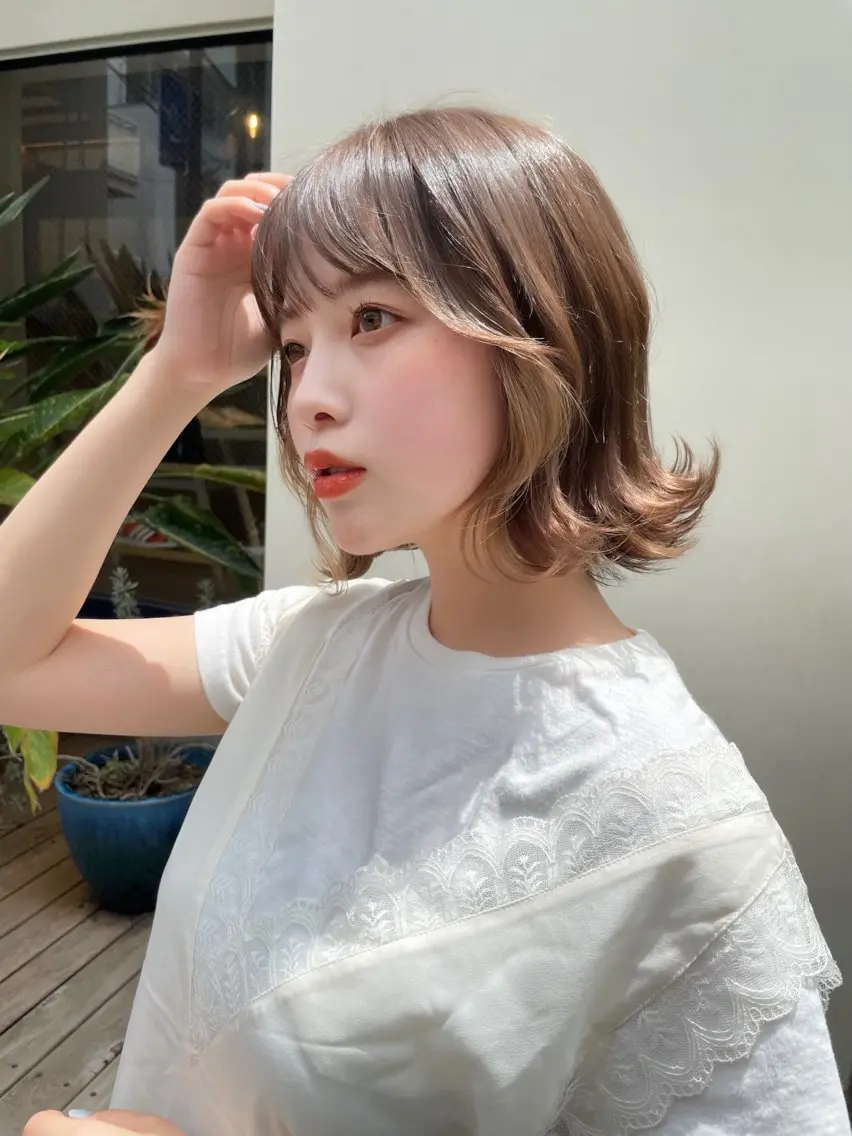 ミディアム カラー ヘアアレンジ 🎀ハイトーン・艶 カラー HANA🎀のヘアスタイル