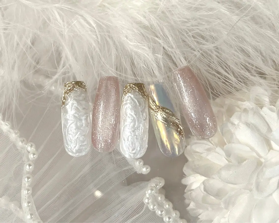 ネイル アートネイル フラッシュネイル フラワーネイル ジェルネイル ガーリー ハンドネイル Puti nailのネイルデザイン