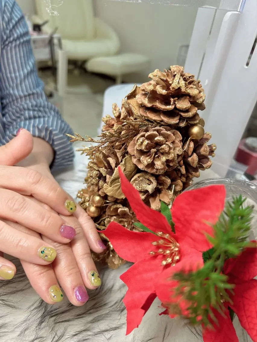 ネイル 持ち込み 冬ネイル クリスマス nail salon angeのネイルデザイン