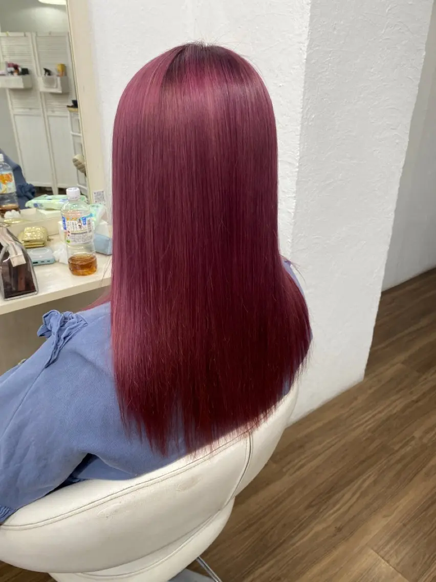 ロング カラー ピンクカラー トリートメント ヘアカラー トリートメント GLOSS 心斎橋 山上のヘアスタイル