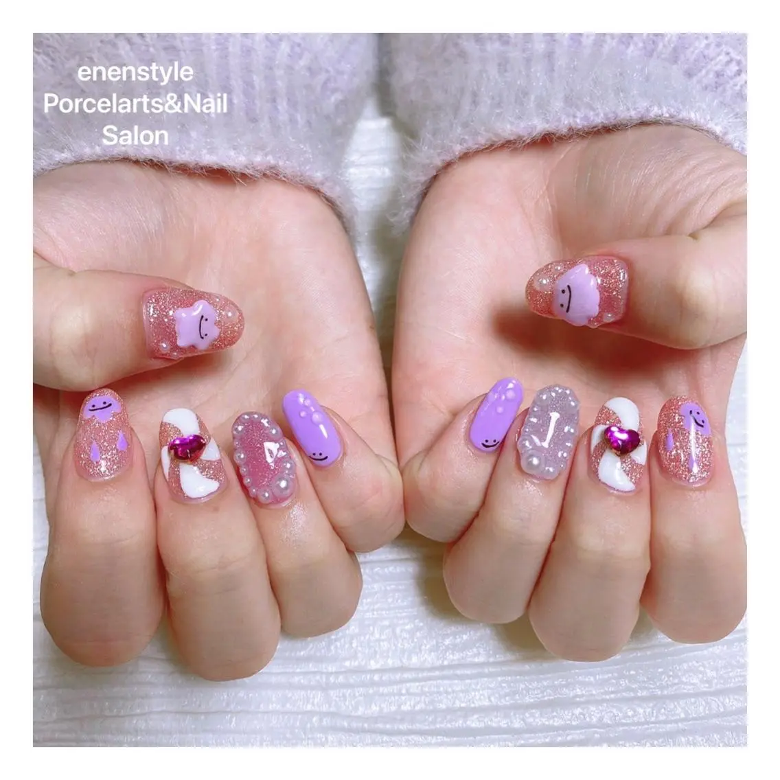 ミディアム ネイル 🐾enen style 🐾のネイルデザイン