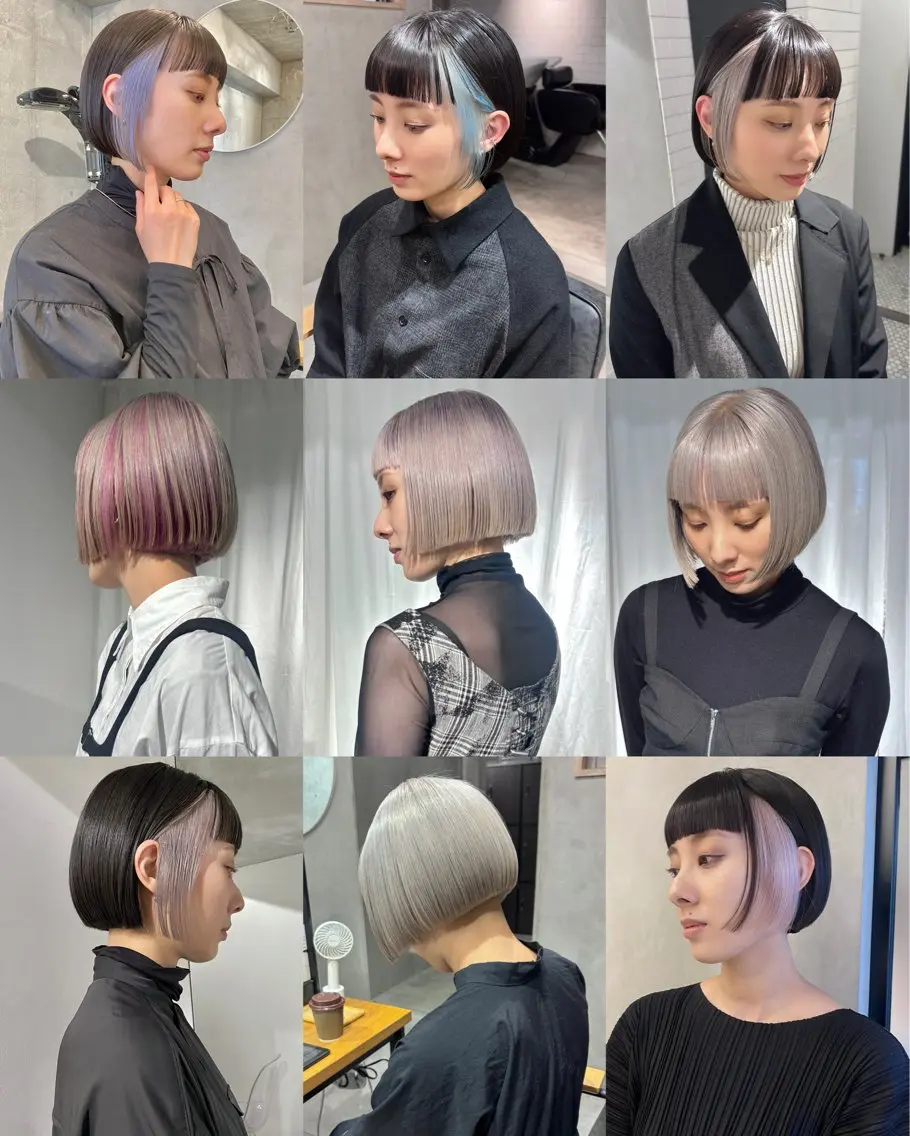 ショート カラー 切りっぱなしボブ ハイトーンカラー ボブ カット ヘアカラー 井上 唯のヘアスタイル