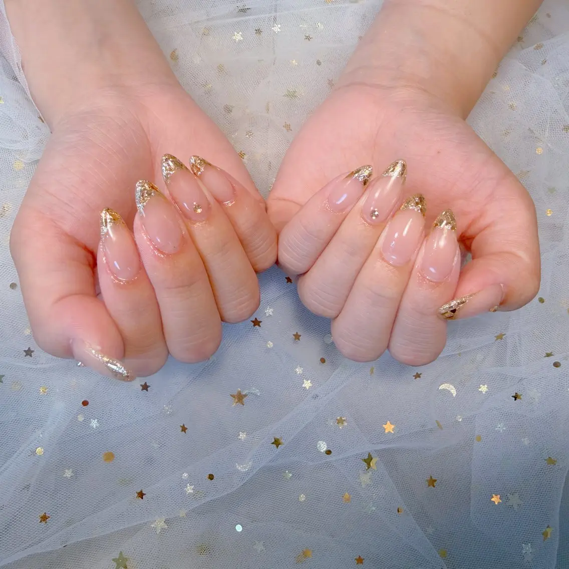 ネイル フレンチネイル ガラスフレンチ U.MI Nail Salonのネイルデザイン