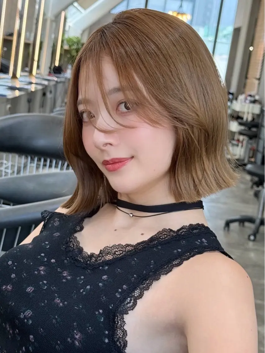 ミディアム ボブ 韓国風ヘア カット ヘアカラー 翔聖 ボブ&縮毛矯正特化のヘアスタイル