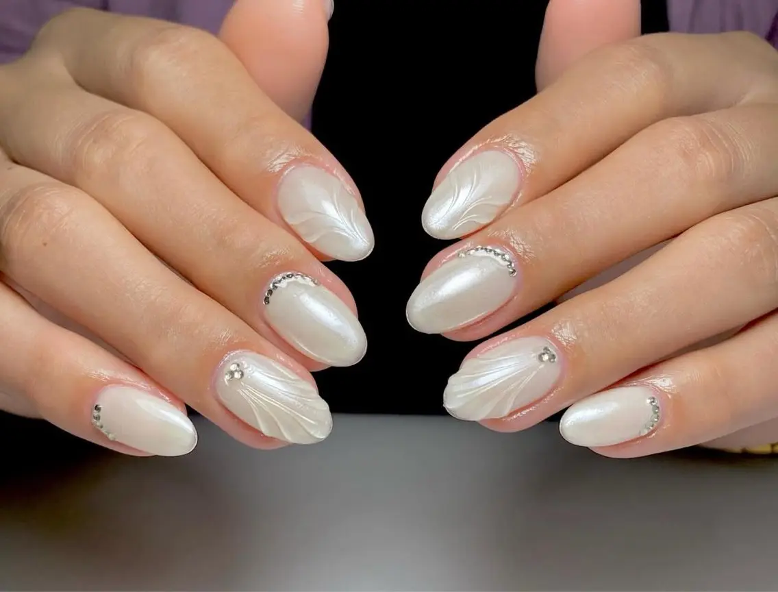 ネイル ハンドネイル 🎀PG🩵 ネイルサロンのネイルデザイン