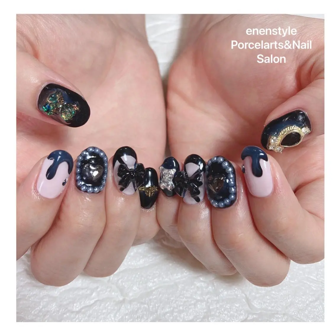 ミディアム ネイル ハンドネイル 🐾enen style 🐾のネイルデザイン