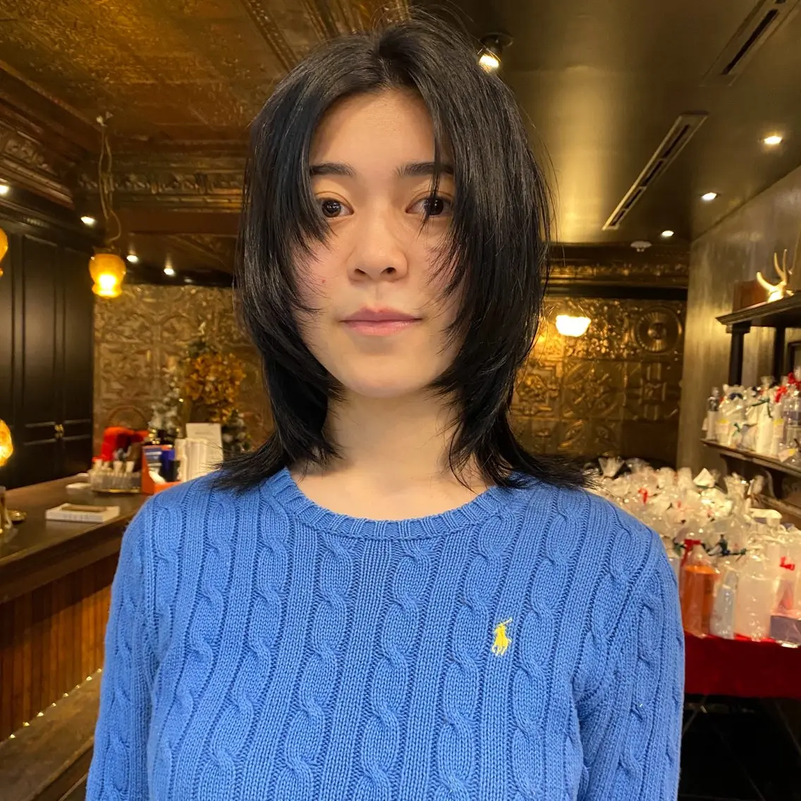ミディアム カラー 顔まわりレイヤー レイヤーカット ウルフカット カット ヘアカラー トリートメント メンズヘア/パーマ/ SHOUTOのヘアスタイル