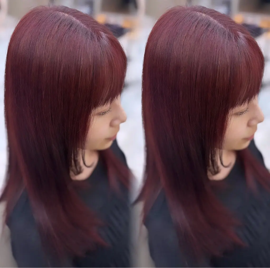 セミロング カラー レッドカラー ヘアカラー トリートメント ⟡ひより⟡/熊谷 /モデル様募集中🍓のヘアスタイル