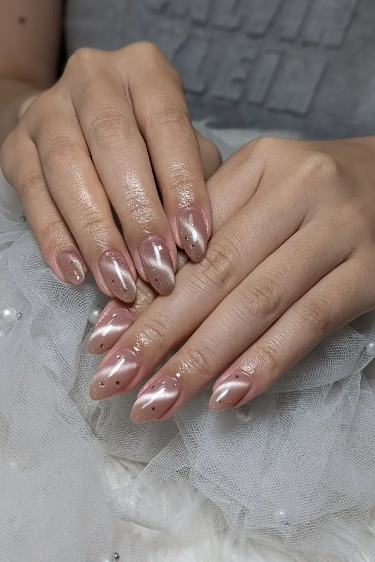 ネイル マグネットネイル ピンク ピンクベージュ ハンドネイル m&pPrivate nailsalonのネイルデザイン