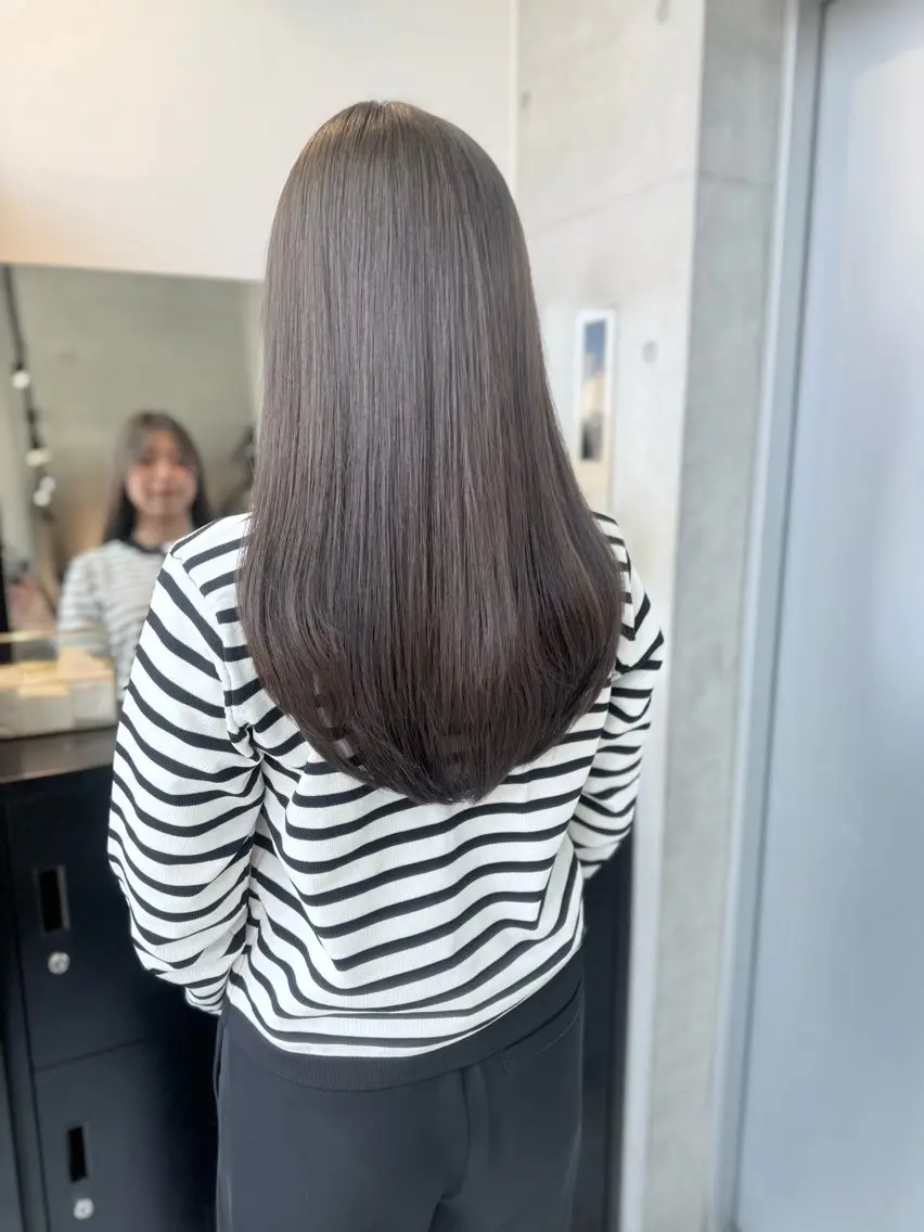 セミロング カラー パーマ ヘアアレンジ 透明感/オリーブ/ グレージュ/YUKAのヘアスタイル