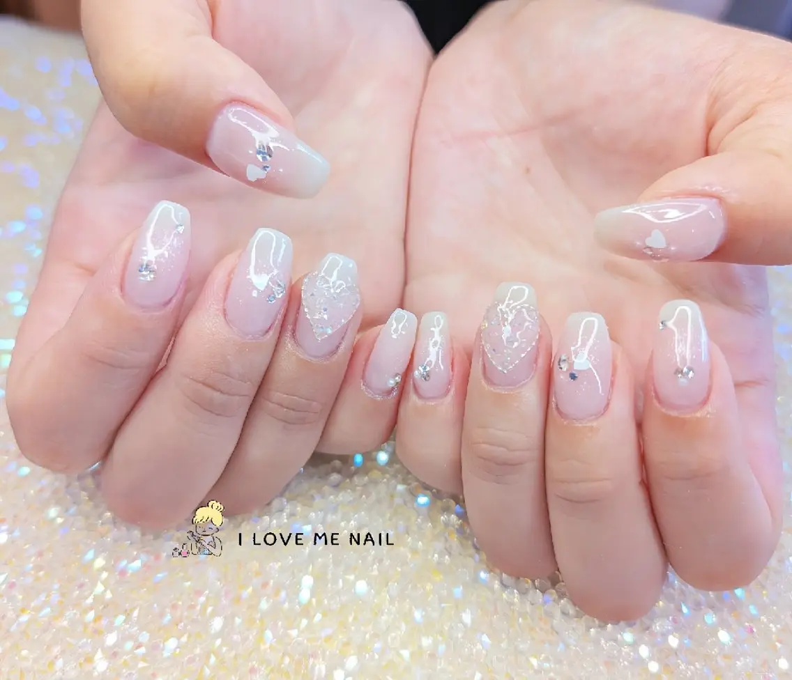 ネイル 長さ出し ハート 韓国ネイル マグネットネイル ニュアンスネイル I LOVE ME NAIL.。.:*♡のネイルデザイン