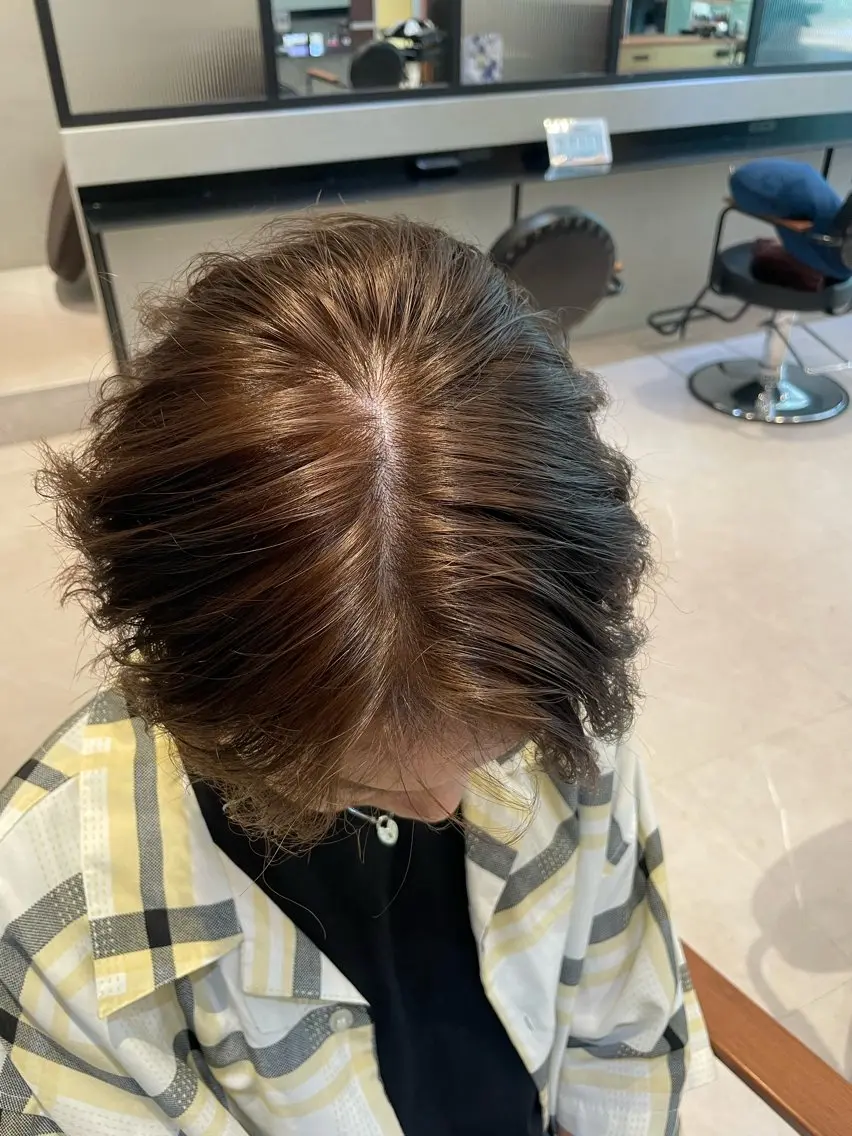 カラー メンズ ベージュカラー 透明感カラー オリーブカラー🫒/ ハッシュカット/みゆのヘアスタイル
