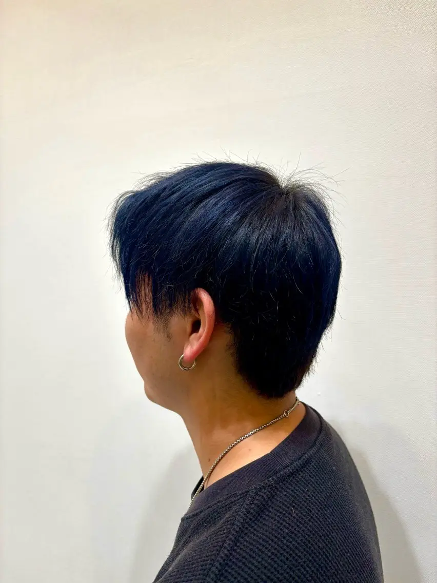 カラー メンズ 黒髪 ブルーカラー ブルーブラック あすか/ 松本/モデル様募集中のヘアスタイル
