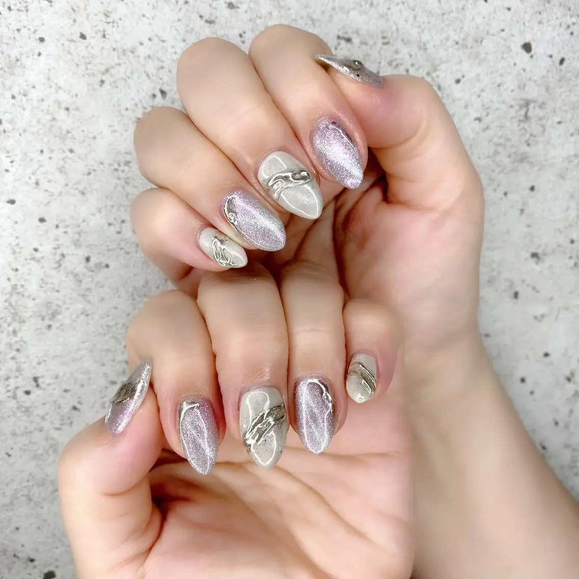 ミディアム カラー パーマ ヘアアレンジ メンズ キッズ ネイル マツエク・マツパ ユニコーンカラー マグネットネイル ミラーネイル ハンドネイル Salon Ｋのネイルデザイン