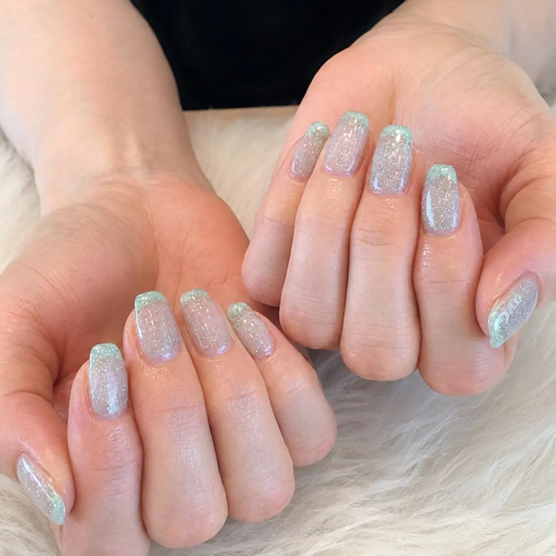 ネイル フラッシュネイル グリーン ハンドネイル K. Harukaのネイルデザイン